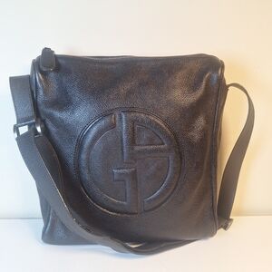 Giorgio Armani Vintage Chocolate Brown Pebble Calf Lather Large Cross Body